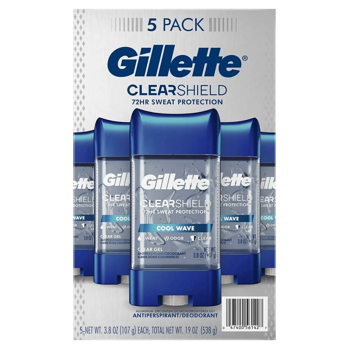 Gillette Deodorant Gel Stick 108g 5-pack