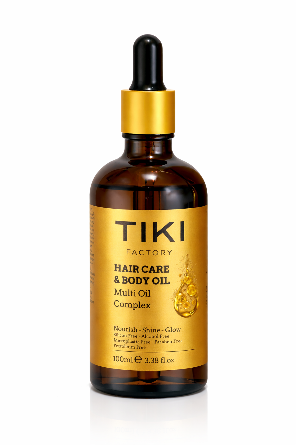 Tiki Factory Organic Hair & Body Oil 100mL, back label