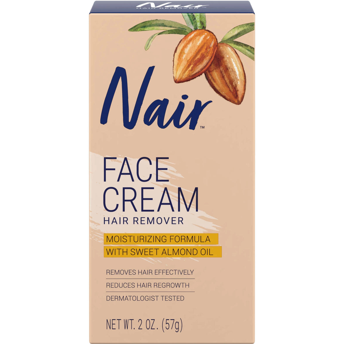 Nair Face Cream Hair Remover Almond Oil 2oz